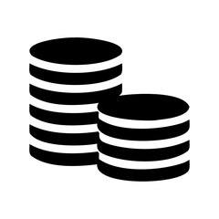 Two stacks of coins in black and white representing wealth and savings