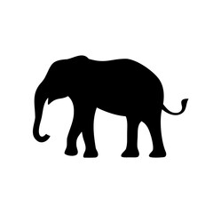 Silhouette of a majestic elephant standing strong against a white background