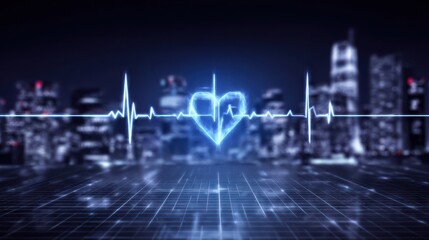 heart rhythm visualization 3d ecg pattern, monitoring program dashboard, professional report