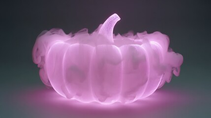 Pink Pumpkin with Ethereal Smoke Effect in Striking Visual Display