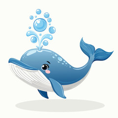 Fototapeta premium Playful azure cetacean spouting bubbly water