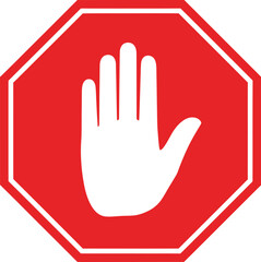Red Stop Sign with White Hand Gesture - AI Generative