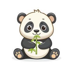 Obraz premium Cute panda enjoys bamboo