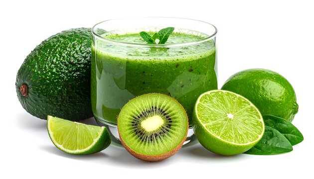 Vibrant green smoothie ingredients