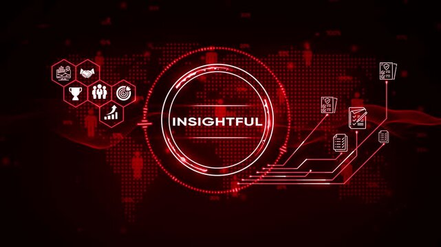 Abstract Digital World Map with Insightful Logo and Business Icons in Red Tones background communication