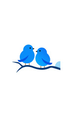 Two blue birds sitting on a branch icon