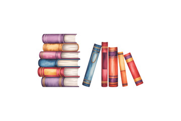 Flat Book Stack with Glasses and Pencil Vector