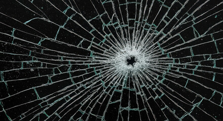 Fototapeta premium Shattered Glass A Dramatic Visual Depiction of a Cracked Surface with Radial Fractures