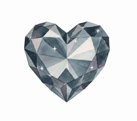 Fototapeta premium Cut Heart Gem Heart Jewel isolated watercolor vector illustration svg