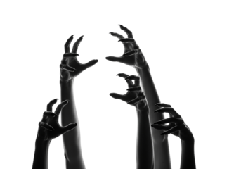 Spooky Zombie Hands Reaching Out Black and White