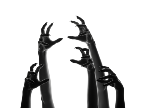 Spooky Zombie Hands Reaching Out Black and White

