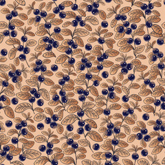 Gold pattern. Seamless berry background. Vector