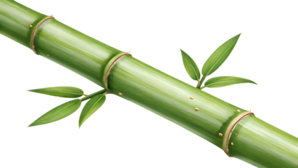 Segment of green bamboo with visible nodes, isolated on transparent background, clean lighting, realistic texture detail.