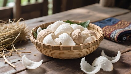 Dried Swallow Nests on Wooden Table