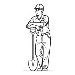 Skilled Trades Construction Worker Line Art – Construction Worker Vector Design with Accurate Equipment-Based Form – Construction Worker Drawing