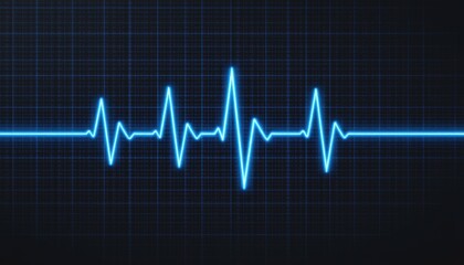Naklejka premium A visually striking image featuring a vibrant blue pulse waveform displaying a healthy heartbeat on a black background