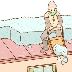 屋根の雪下ろしをする人