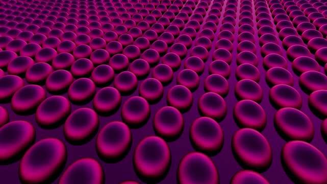 reddish spheres cover a vibrant landscape in a captivating visual display