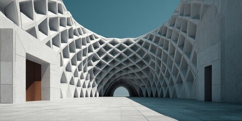 Impressive Modern Concrete Lattice Structure Architecture with Geometric Design