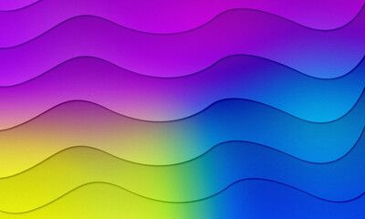 Abstract Wavy Rainbow Gradients, Yellow Purple and Blue, Modern Digital Background