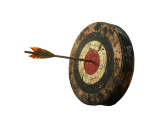 Wooden Target Board with Arrow – Outdoor Archery Theme PNG