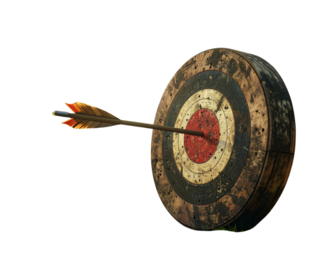 Wooden Target Board with Arrow – Outdoor Archery Theme PNG