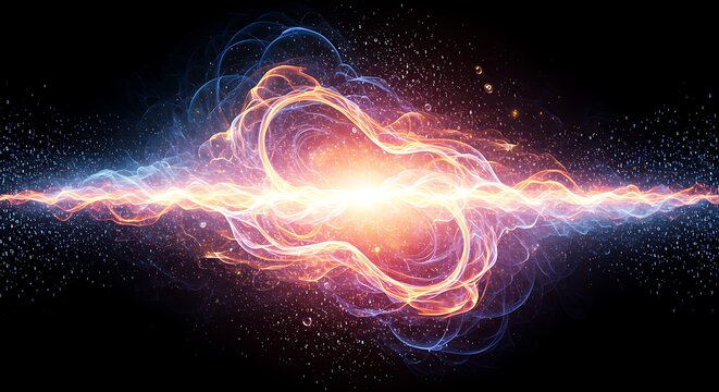 Dynamic Energy Burst Abstract Illustration of Electrical Forces and Cosmic Particles