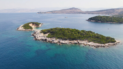 Fototapeta premium Drone View of Ksamil Albania Islets