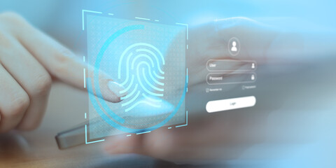 Biometric Authentication and Digital Identity Security with Fingerprint Login.