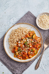 Tofu with chili peanut sauce