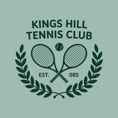 Tennis Club Logo Design – Sport and Fitness Emblem, Athletic Badge, Racket and Ball Vector Illustration