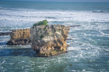 beautiful layer rocks as pancake locate along west coast is very amazing nature landscape South Island New Zealand 