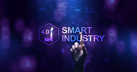 Smart industry 4.0, automation and optimisation concept on virtual. Business and modern technology concept.