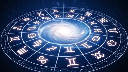 Explore the ancient wisdom of astrology with this luminous cosmic zodiac wheel, symbolizing destiny, future, and the mystical connections within the universe