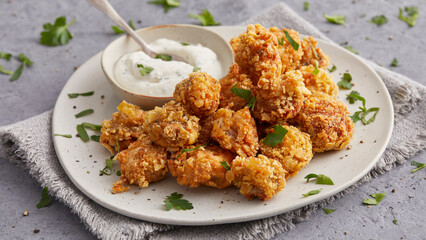 Baked mushrooms with dip sauce