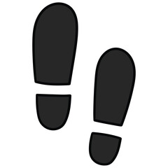 Hand-drawn cartoon pair shoes footprint on a white background.