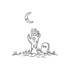 Zombie Hand Doodle Vector