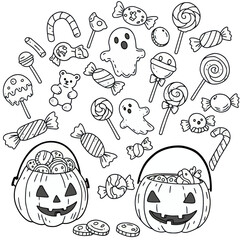 Halloween Candy Doodle Icons