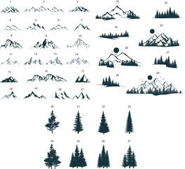 Hand Drawn Mountains & Forest Collection