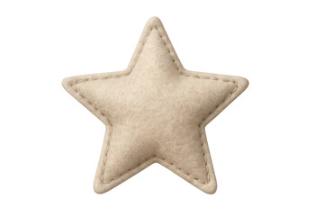Beige plush star patch made of soft fabric with visible stitching