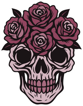 Totenkopf aus Rosen - Gothic Vektor Design