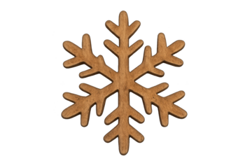 Wooden snowflake ornament cutout with six branches