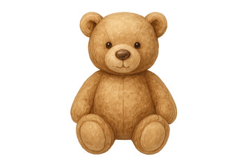 Obraz premium Light brown plush bear sits facing forward with round ears, black eyes, and stitched nose