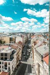 Prague city landscapes. Streets and roads of the Czech capital.