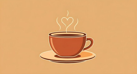 Obraz premium A warm cup of coffee with steam shaped into a heart, perfect for a cozy morning