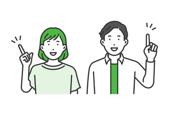 指をさす,クリエイター私服男女