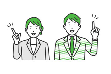 指をさす,スーツ男女