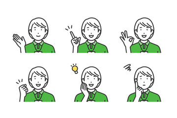 スタッフ女性,ジェスチャーポーズセット