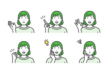 クリエイター女性,ジェスチャーポーズセット