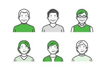 私服高齢男女アバターアイコンセット